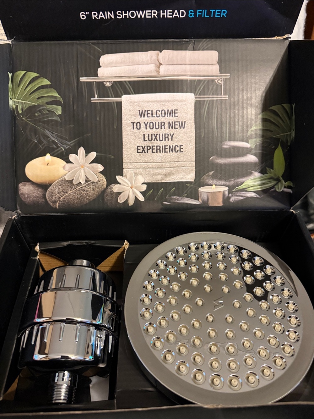 6" Rain Shower Head with Built-In Filter — Silver
